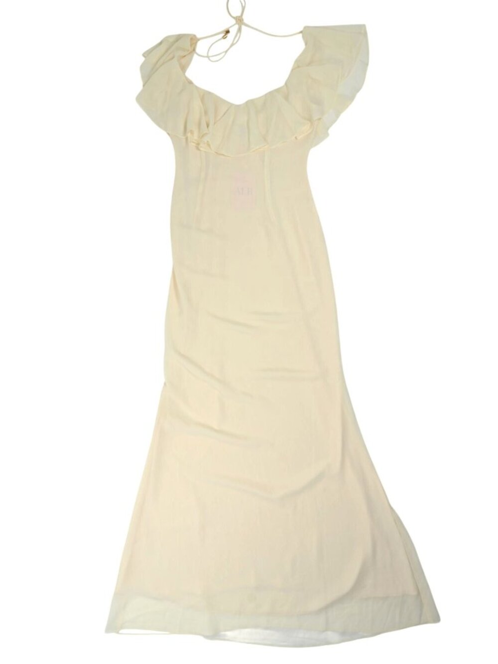 ALB Flutter Neckline Maxi Dress in Vanilla Cream